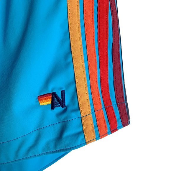 Aviator Nation Men's 5 Rainbow Stripe Flex Board Shorts in Antigua Blue Size 33 - Picture 3 of 9